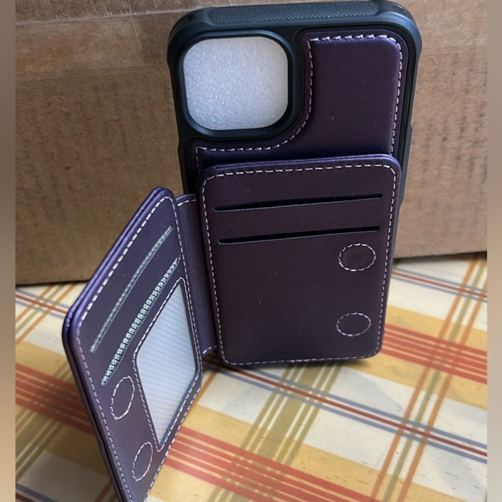 Usroom purple iphone 14 Wallet Phone Case with Card Slots
